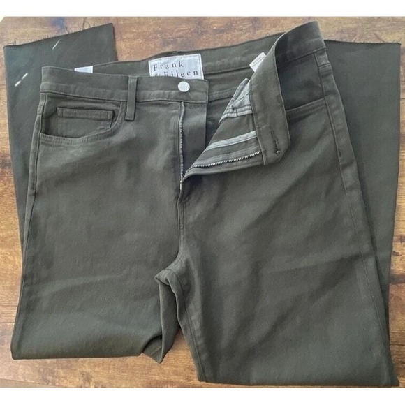 Frank & Eileen Cork Everyday Straight Jeans Womens 26 Green Stretch Raw Hem D601